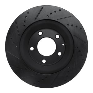 Mazda RX-8 Brake Rotor (1) - Rear Right - R1 Concepts - Drilled & Slotted - Black - `04-`11